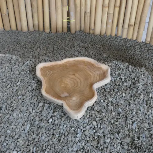 Product image of the product “Natural unique teak plate,  approx diameter 40cm with a Height of 3cm ”